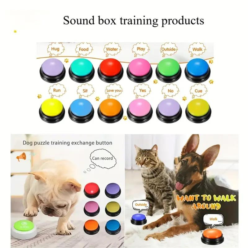 EVERBETTERUS Dog Buttons for Communication, 6 Pcs Dog Talking Button Set, Voice Recording Pet Buzzer Training Buttons, Speaking Button for Dogs with Waterproof Anti-Slip Dog Button Mat and 25 Scene Stickers
