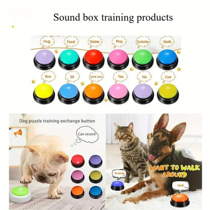 EVERBETTERUS Dog Buttons for Communication, 6 Pcs Dog Talking Button Set, Voice Recording Pet Buzzer Training Buttons, Speaking Button for Dogs with Waterproof Anti-Slip Dog Button Mat and 25 Scene Stickers