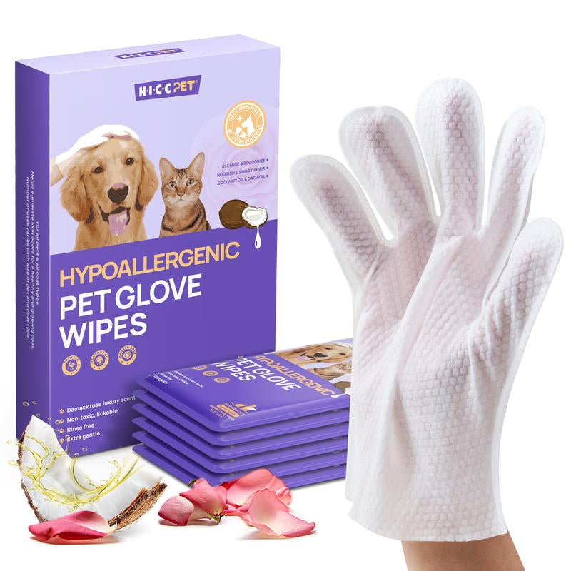 【Restocksale】Hicc PET Glove Wipes，Freshening Grooming Dog&Cat Disposable 20Pcs Pet Hair Removal Tool Satisfied Skin Care Outdoor No-Clean Hypoallergenic Facial Disposable No-Rinse Grooming Formulated for Petwipes Deodorizing Sticky Hair#Petlife