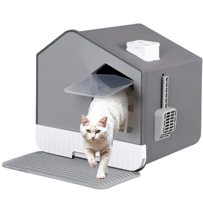 Pet Republic Odor-Free Enclosed Cat Litter Box W/ Litter Scoop & Mat & Tray for Small Cat/Kitten - Privacy and Easy Access