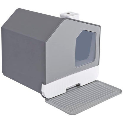 Pet Republic Odor-Free Enclosed Cat Litter Box W/ Litter Scoop & Mat & Tray for Small Cat/Kitten - Privacy and Easy Access