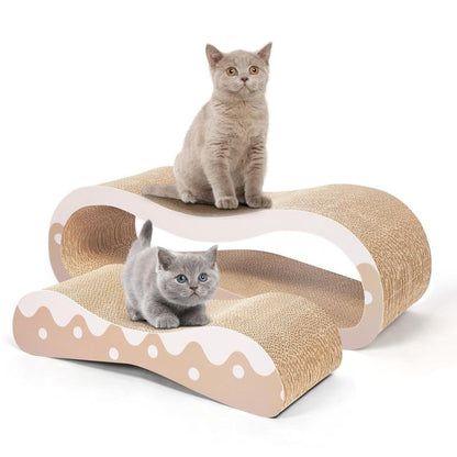 Fluffydream2 in 1 Cat Scratcher Cardboard Lounge Bed, Cat Scratching Board– Sofa Saver, Aesthetic Pet Must-Have, Multi-Purpose Furniture, Wood, Kitten