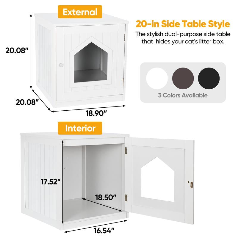 Pet Republic Odor-Free Enclosed Cat Litter Box W/ Litter Scoop & Mat & Tray for Small Cat/Kitten - Privacy and Easy Access