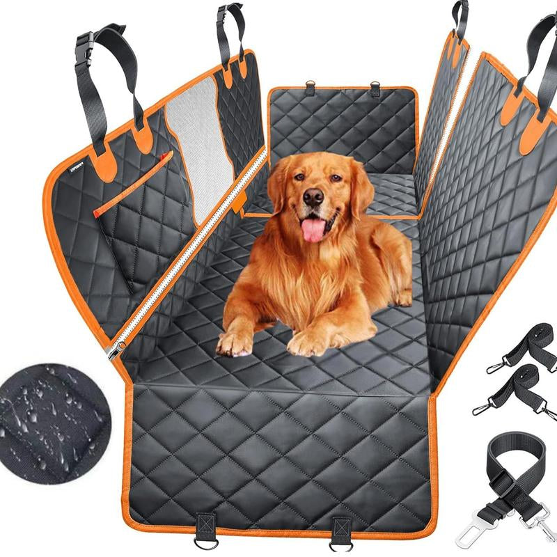 [On Sale!]Dog Car Seat Cover, Waterproof Scratchproof Hammock W/ 4 Storage Bags Side Flaps, Washable Nonslip Backseat Protector for Cars,Trucks,Suvs. Carrier
