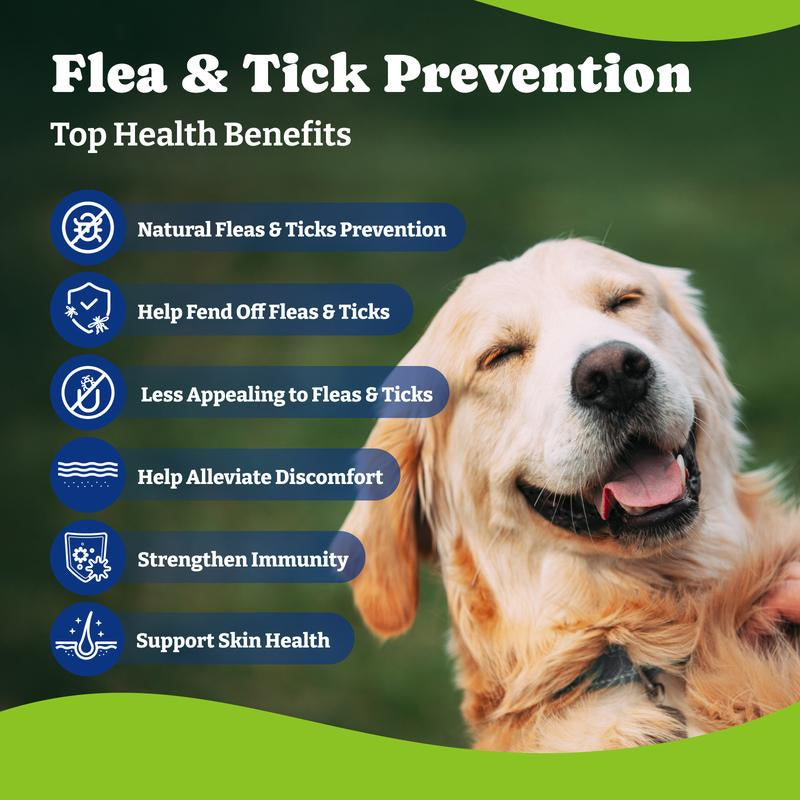 Flea and Tick Support Chews for Dogs, Yoyobay Natural Dog Fleas and Ticks Support Soft Treats, Natural Shield 5-In-1 Protection, Beef & Carrot Flavor, Duck & Pear Flavor, 70 Soft Chews