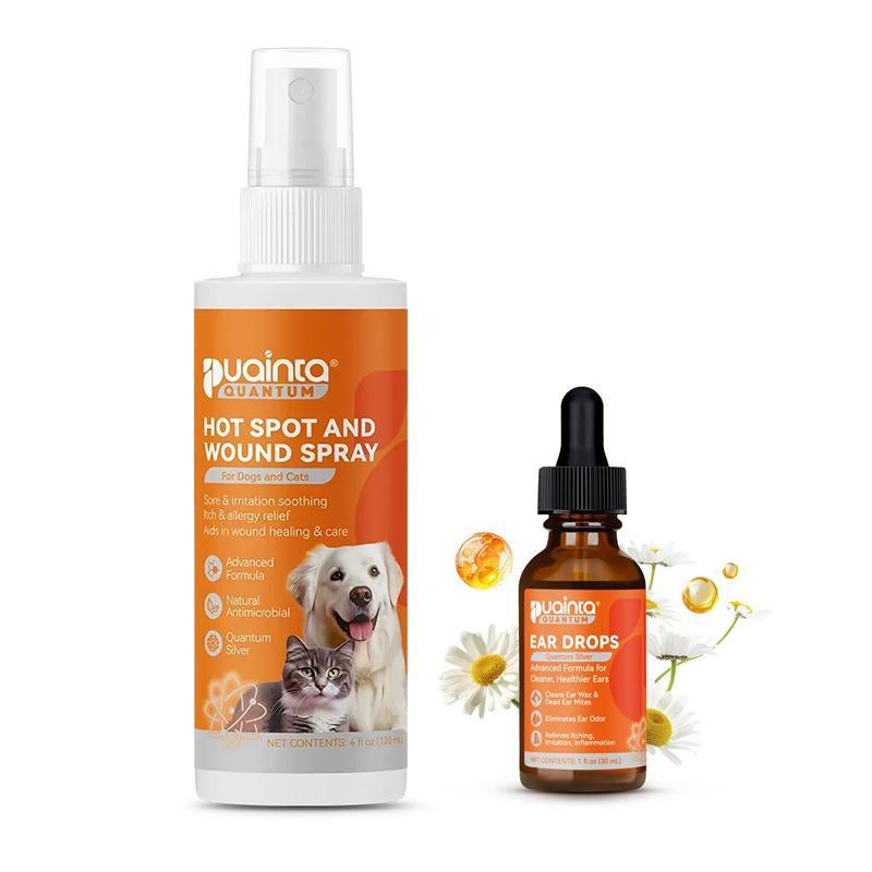 Puainta Ear Cleaner 30Ml Dog Ear Infection Treatment, Quantum Silver Ear Drops for Dogs Ear Infection Ear Mites Treatment for Cats Dogs Itchy