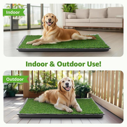 LOOBANI Large Dog Grass Pee Pad P Mat with Tray Quick Absorbency Extra Large Pet Loo for Indoor Outdoor Use Includes 2 Replacement Mats