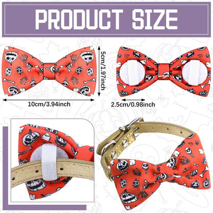 16 Pieces Dog Bow Ties Slide Collar Bows Summer Hawaiian Styles Attachment with Rubber Bands for Large Dogs Spring Independence Day (Horror Style)