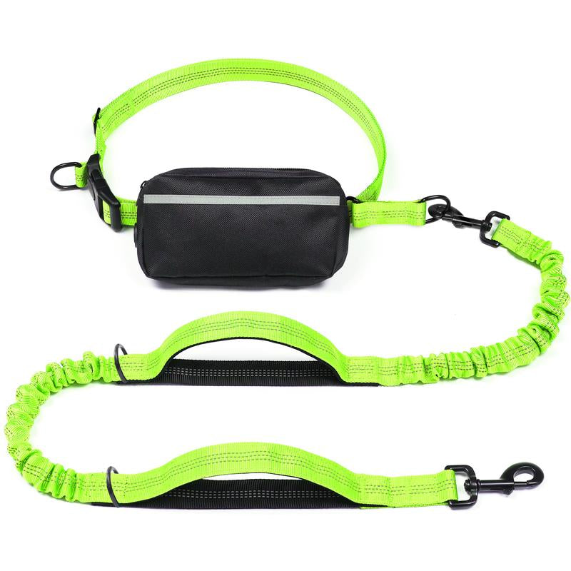 Iyoshop Hands Free Dog Leash with Zipper Pouch, Dual Padded Handles and Durable Bungee for Walking, Jogging and Running Your Dog