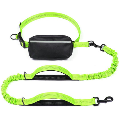Iyoshop Hands Free Dog Leash with Zipper Pouch, Dual Padded Handles and Durable Bungee for Walking, Jogging and Running Your Dog
