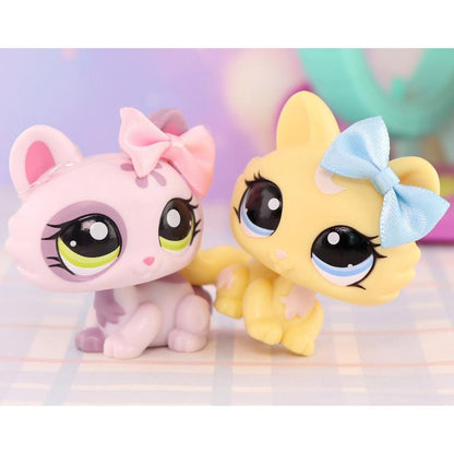 2 PC Mini Pet Shop Shorthair Cat Collie Dachshund Cocker Spaniel Great Dane Dog Pets Animal Toys Compitable with Lps Collectable with Accessories