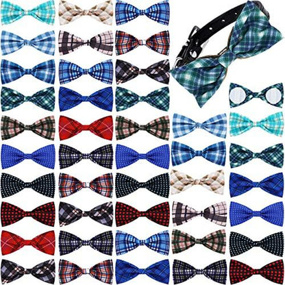 16 Pieces Dog Bow Ties Slide Collar Bows Summer Hawaiian Styles Attachment with Rubber Bands for Large Dogs Spring Independence Day (Horror Style)