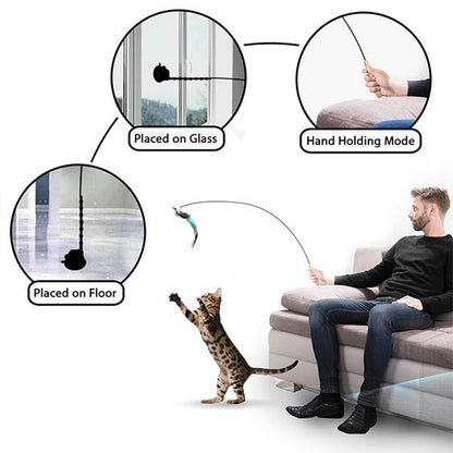 10 Set Cat Feather , Self Play Hanging Toy, Wand Toy, Interactive Bird for Cat Dancer, Suction Cup , Sticky, Rope and Wooden