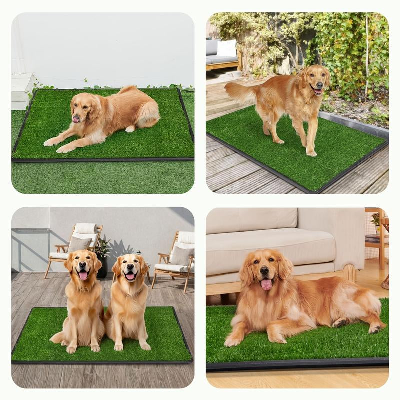 LOOBANI Large Dog Grass Pee Pad P Mat with Tray Quick Absorbency Extra Large Pet Loo for Indoor Outdoor Use Includes 2 Replacement Mats