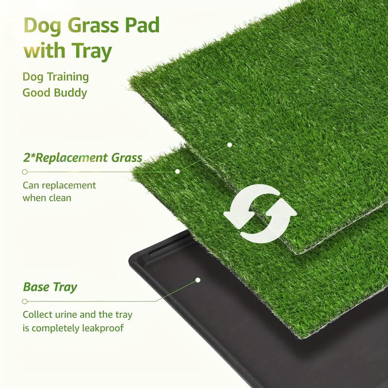 LOOBANI Large Dog Grass Pee Pad P Mat with Tray Quick Absorbency Extra Large Pet Loo for Indoor Outdoor Use Includes 2 Replacement Mats