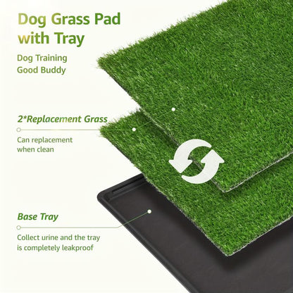 LOOBANI Large Dog Grass Pee Pad P Mat with Tray Quick Absorbency Extra Large Pet Loo for Indoor Outdoor Use Includes 2 Replacement Mats