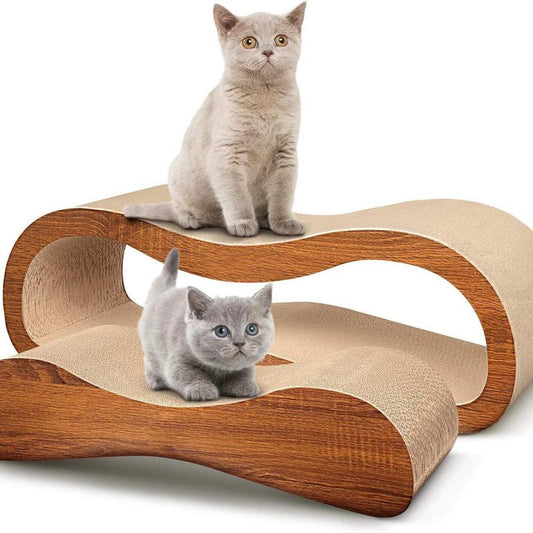 Fluffydream2 in 1 Cat Scratcher Cardboard Lounge Bed, Cat Scratching Board– Sofa Saver, Aesthetic Pet Must-Have, Multi-Purpose Furniture, Wood, Kitten
