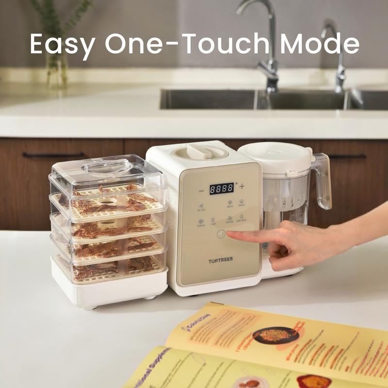 Toptrees Pet Treats Maker - 10 Types of Homemade Fresh Pet Treats & Foods for 5 Pets 5.5-Qt 7-In-1 Cooking Machine with Easy One-Step Touch Panel 100+ Pet DIY Recipes Wet Cat Food Dog Jerky T1 Smart Design