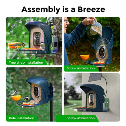 Perchme Smart Bird Feeder with Camera, Solar Powered Bird Watching Camera for Outside, 2K HD Auto Capture Motion Detection with AI Identify, DIY Add-Ons & Seed Scoop, a Ideal Gift