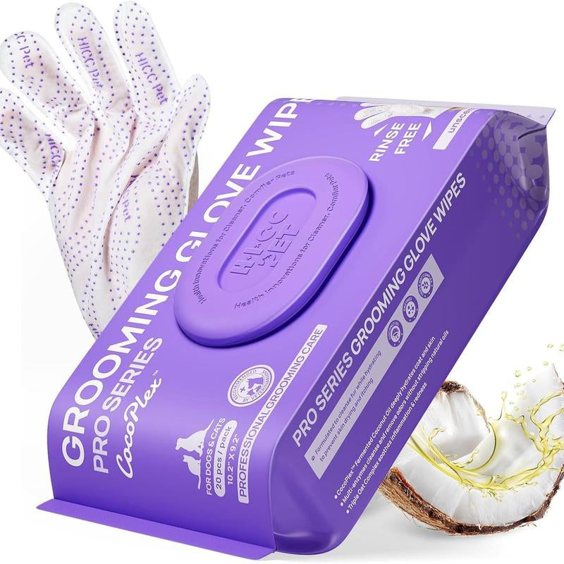【Restocksale】Hicc PET Glove Wipes，Freshening Grooming Dog&Cat Disposable 20Pcs Pet Hair Removal Tool Satisfied Skin Care Outdoor No-Clean Hypoallergenic Facial Disposable No-Rinse Grooming Formulated for Petwipes Deodorizing Sticky Hair#Petlife