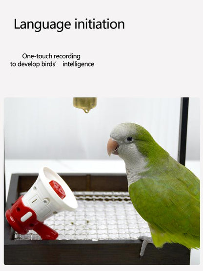 Parrot Speech Trainer for Monk Parrots, Sun Conures, Budgerigars - Recorder with Repeat Function, Whistle Trainer for Cockatiels