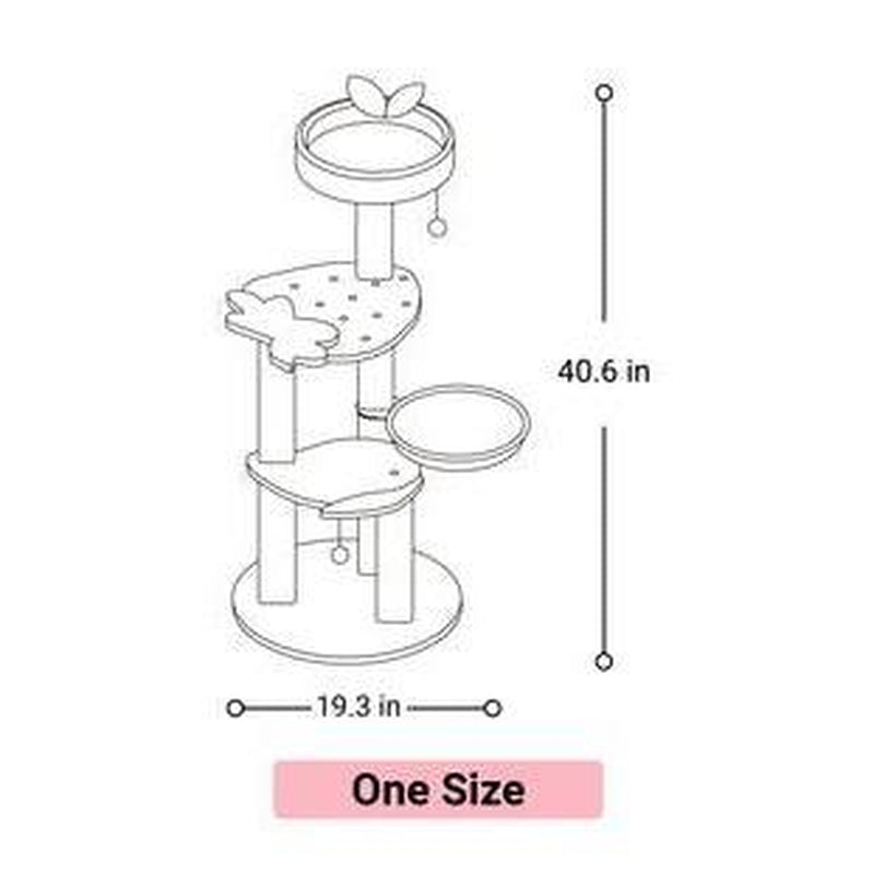 C-Live-40.6In Fruit World Cat Tree, Cat Tower with Multi-Levels and Hammock for Kittens