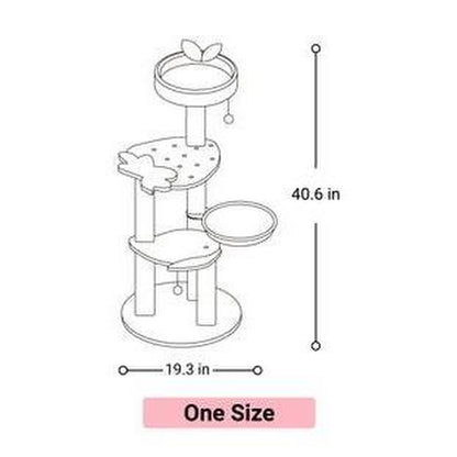 C-Live-40.6In Fruit World Cat Tree, Cat Tower with Multi-Levels and Hammock for Kittens