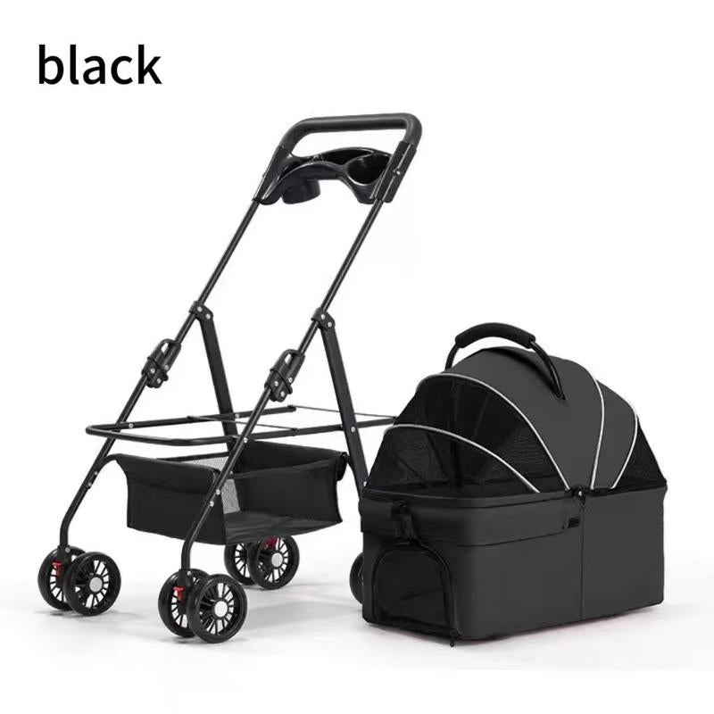 Deluxe Pet Stroller for Cats Dogs Foldable Design with Sun Rain Cover Breathable Mesh Panel Storage Bag Lb Weight Capacity