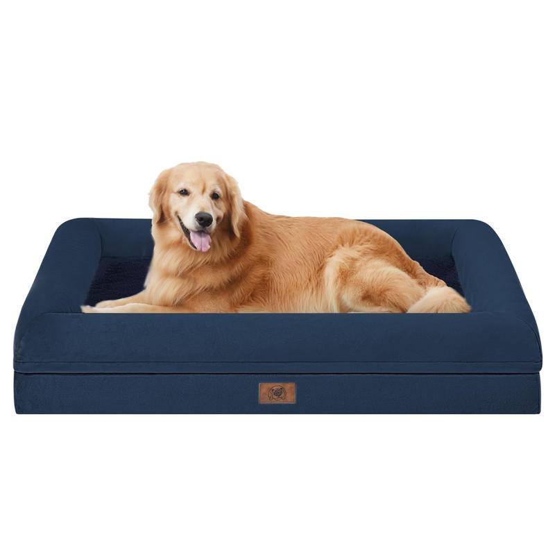 Orthopedic Washable Large Dog Bed: Large Dog Bed Bolster Waterproof - Dog Beds for Medium Xlarge Extra Dogs with Removable Cover