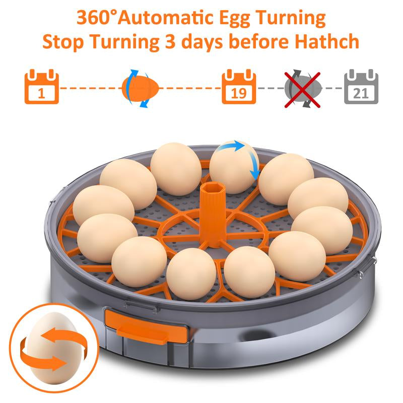 Chicken Egg Incubator 12-40 Eggs Automatic 760° Egg Turner with Digital Display Auto Temperature Humidity Control for Hatching Chicken Duck Quail Eggs High Hatch Rate Poultry Incubator - Hatchery