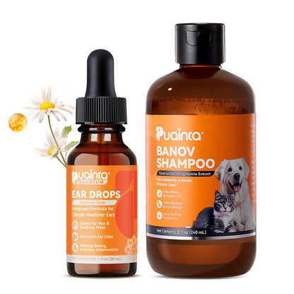 Puainta Ear Cleaner 30Ml Dog Ear Infection Treatment, Quantum Silver Ear Drops for Dogs Ear Infection Ear Mites Treatment for Cats Dogs Itchy