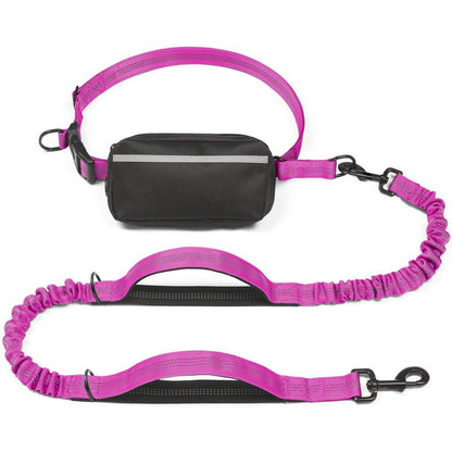 Iyoshop Hands Free Dog Leash with Zipper Pouch, Dual Padded Handles and Durable Bungee for Walking, Jogging and Running Your Dog