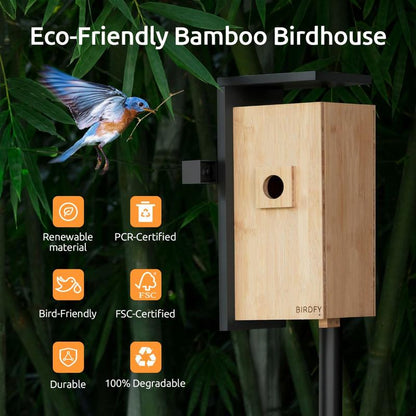 Birdfy-Netvue Smart AI Bird House with 1080P Camera & Night Vision - Fsc-Certified Bird Friendly Design for Feeding Tools - Easy Cleaning & Customize Your Own Bird Nest