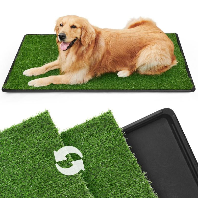 LOOBANI Large Dog Grass Pee Pad P Mat with Tray Quick Absorbency Extra Large Pet Loo for Indoor Outdoor Use Includes 2 Replacement Mats