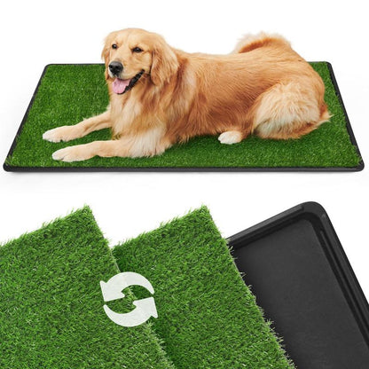LOOBANI Large Dog Grass Pee Pad P Mat with Tray Quick Absorbency Extra Large Pet Loo for Indoor Outdoor Use Includes 2 Replacement Mats