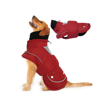 Kuoser Dog Winter Coat, 2-Piece Set Dog Jackets for Large Dogs Winter Waterproof Dog Coats, Reflective Dog Cold Weather Coats, Windproof Turtleneck Pet Puffer Snowsuit Clothes with Harness Hole