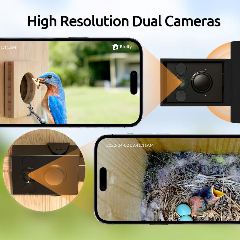 Birdfy-Netvue Smart AI Bird House with 1080P Camera & Night Vision - Fsc-Certified Bird Friendly Design for Feeding Tools - Easy Cleaning & Customize Your Own Bird Nest