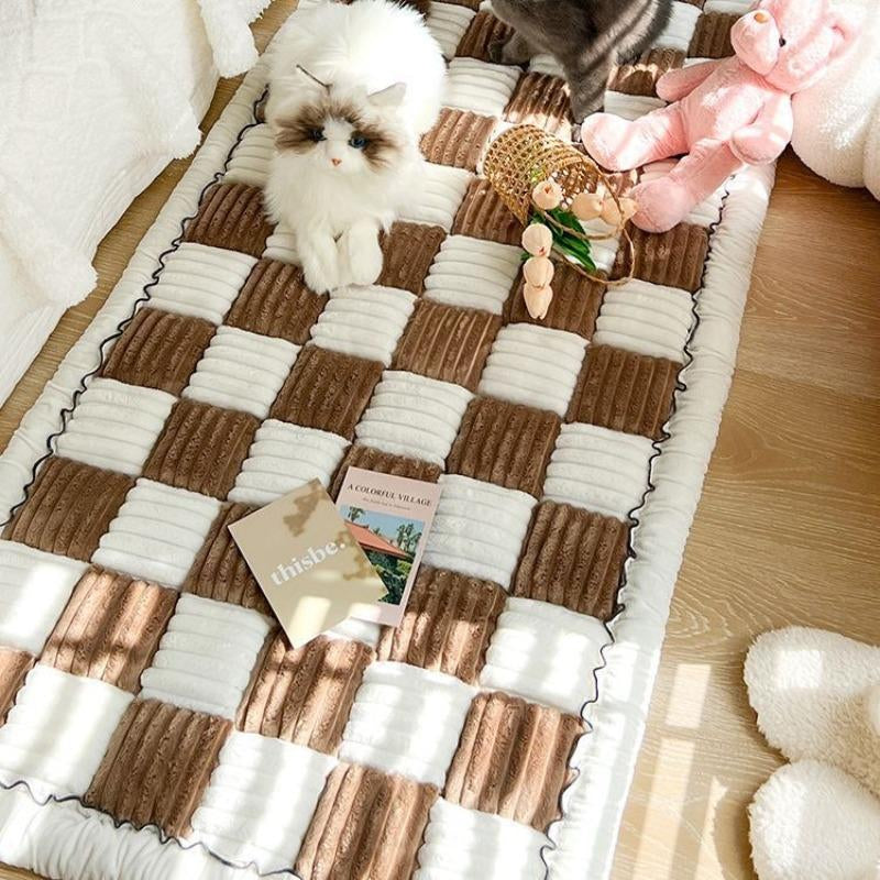 Plaid Pattern Pet Mat, Non-Slip & Soft & Comfortable Pet Sofa Mat, Pet Supplies for Indoor Use