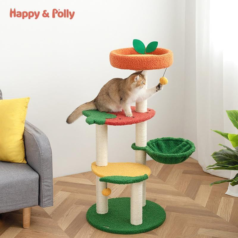 C-Live-40.6In Fruit World Cat Tree, Cat Tower with Multi-Levels and Hammock for Kittens
