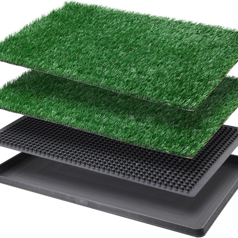 LOOBANI Large Dog Grass Pee Pad P Mat with Tray Quick Absorbency Extra Large Pet Loo for Indoor Outdoor Use Includes 2 Replacement Mats