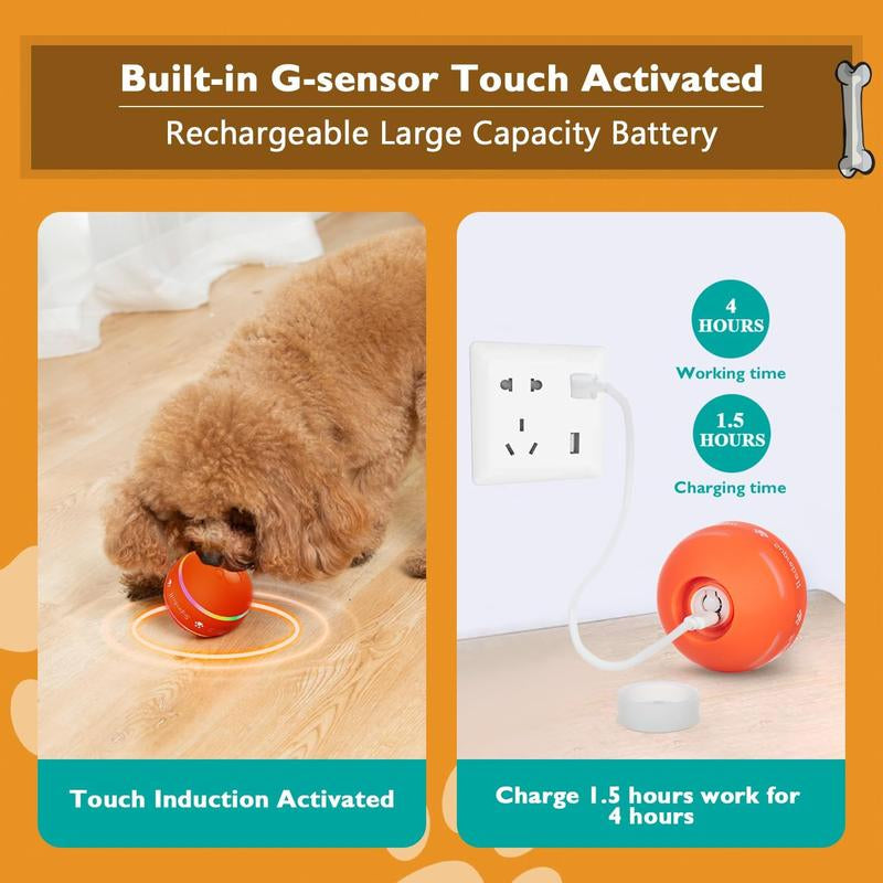 Interactive Dog Toys Dog Ball,[Newly Upgraded] Durable Motion Activated Automatic Rolling Ball Toys For/Small/Medium/Large Dogs,Usb Rechargeable Springtok