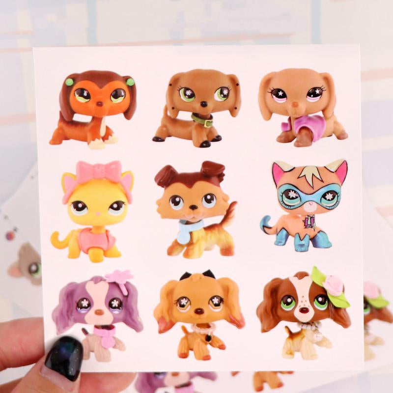 2 PC Mini Pet Shop Shorthair Cat Collie Dachshund Cocker Spaniel Great Dane Dog Pets Animal Toys Compitable with Lps Collectable with Accessories
