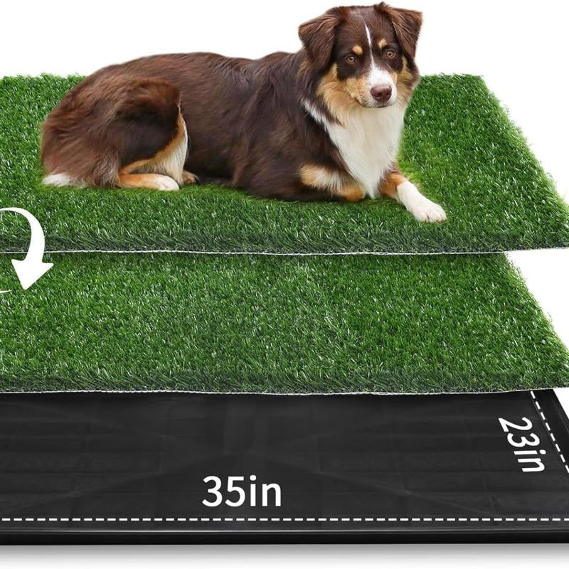 LOOBANI Large Dog Grass Pee Pad P Mat with Tray Quick Absorbency Extra Large Pet Loo for Indoor Outdoor Use Includes 2 Replacement Mats