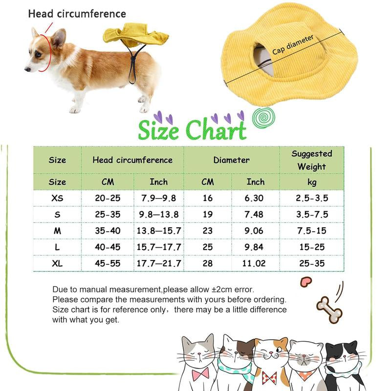Cute Corduroy Pet Hat with Ear Holes, Outdoor Sun Protection Pet Hat, Pet Supplies for Small Medium Large Dogs & Cats