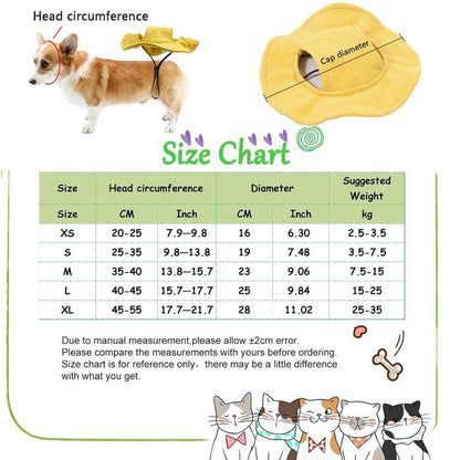Cute Corduroy Pet Hat with Ear Holes, Outdoor Sun Protection Pet Hat, Pet Supplies for Small Medium Large Dogs & Cats
