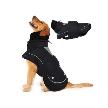 Kuoser Dog Winter Coat, 2-Piece Set Dog Jackets for Large Dogs Winter Waterproof Dog Coats, Reflective Dog Cold Weather Coats, Windproof Turtleneck Pet Puffer Snowsuit Clothes with Harness Hole