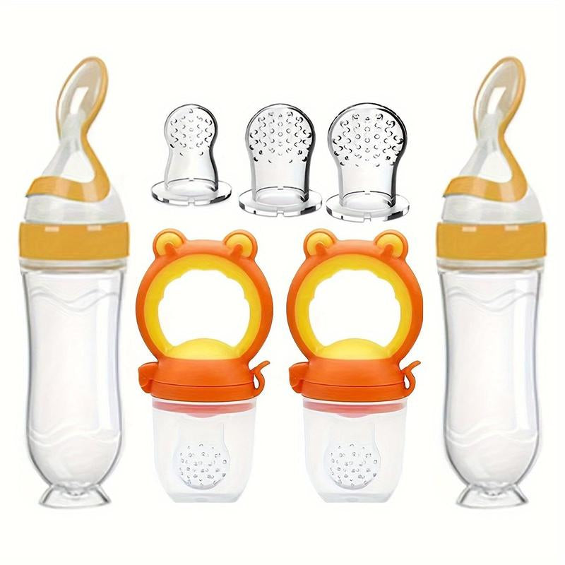 Professional Baby Feeding Set, 7Pcs/Set Silicone Feeding Bottle Spoon, Squeeze Baby Food Dispensing Feeder, Baby Feeding Tools