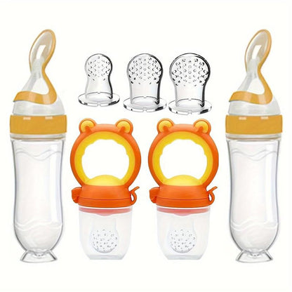 Professional Baby Feeding Set, 7Pcs/Set Silicone Feeding Bottle Spoon, Squeeze Baby Food Dispensing Feeder, Baby Feeding Tools