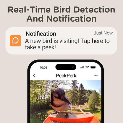 Peckperk Smart Bird Feeder with Camera, Solar Powered, Squirrel-Proof, 1080P Full-Color Night Vision Camera, Ideal Gift for Bird Lovers