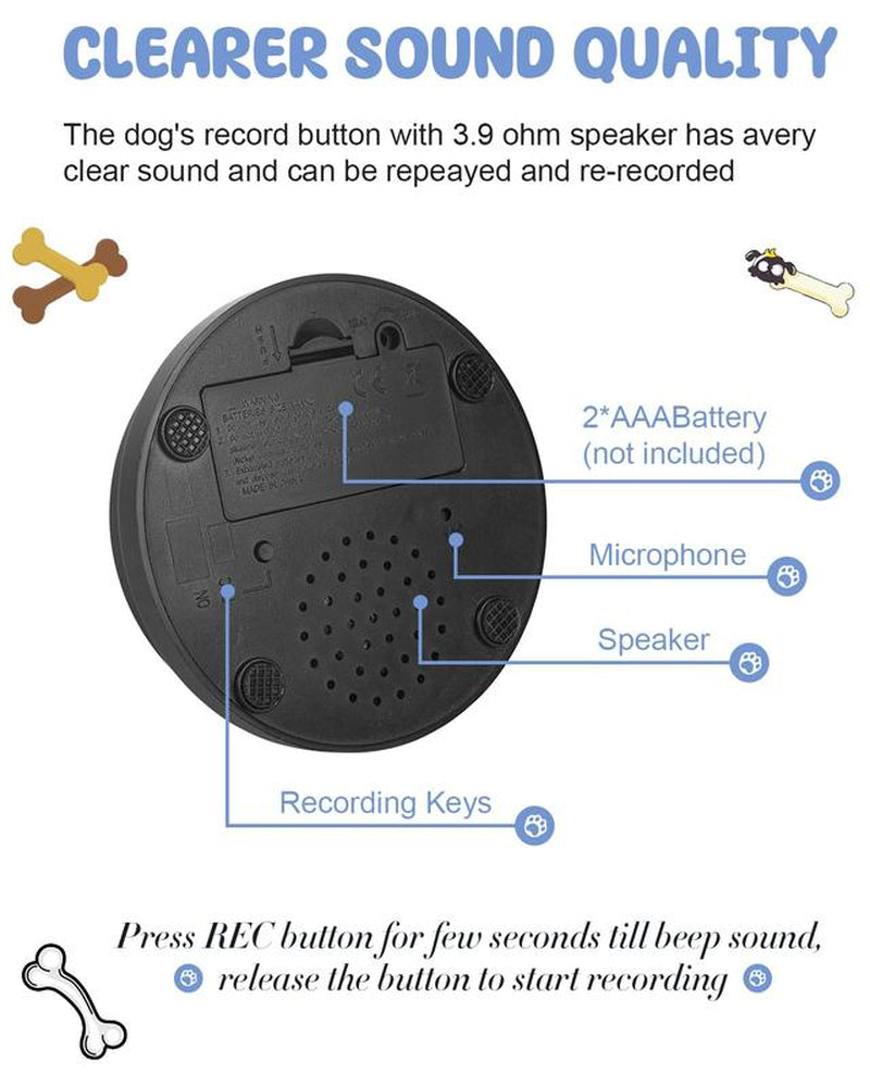 EVERBETTERUS Dog Buttons for Communication, 6 Pcs Dog Talking Button Set, Voice Recording Pet Buzzer Training Buttons, Speaking Button for Dogs with Waterproof Anti-Slip Dog Button Mat and 25 Scene Stickers